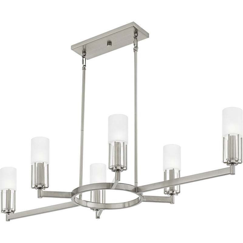 Quoizel CRZ648BN Six Light Linear Chandelier, Brushed Nickel