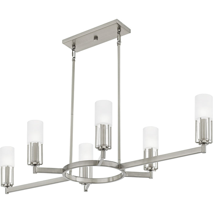 Quoizel CRZ648BN Six Light Linear Chandelier, Brushed Nickel