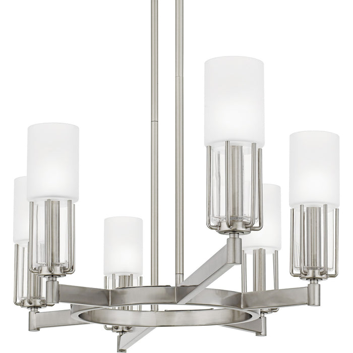 Quoizel CRZ648BN Six Light Linear Chandelier, Brushed Nickel