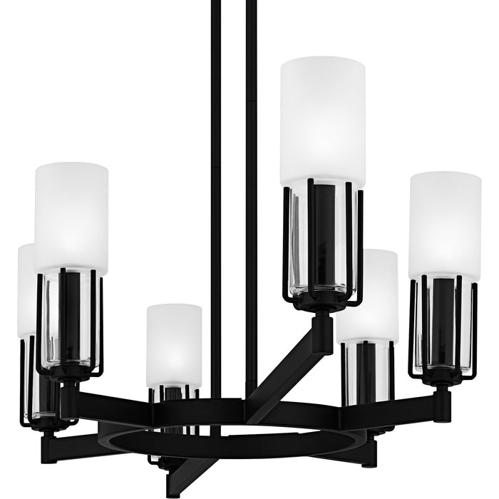 Quoizel CRZ648MBK Six Light Linear Chandelier, Matte Black