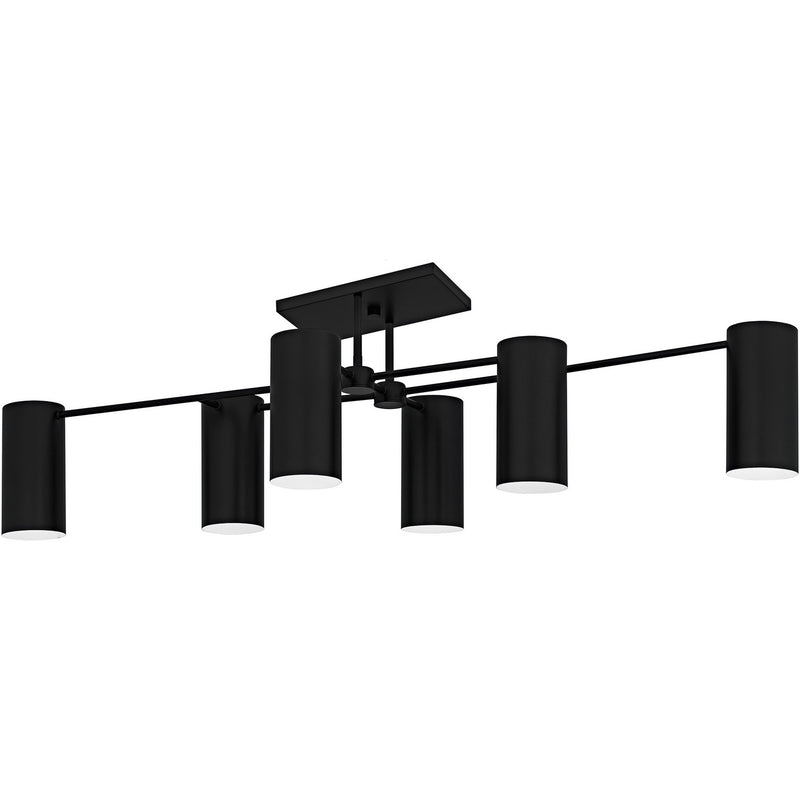 Quoizel FLD1750MBK Six Light Semi-Flush Mount, Matte Black