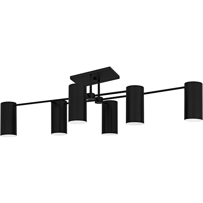 Quoizel FLD1750MBK Six Light Semi-Flush Mount, Matte Black
