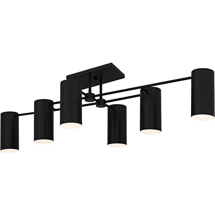Quoizel FLD1750MBK Six Light Semi-Flush Mount, Matte Black