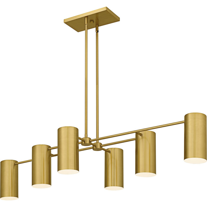 Quoizel FLD650BRG Six Light Linear Chandelier, Brushed Gold