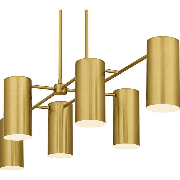 Quoizel FLD650BRG Six Light Linear Chandelier, Brushed Gold