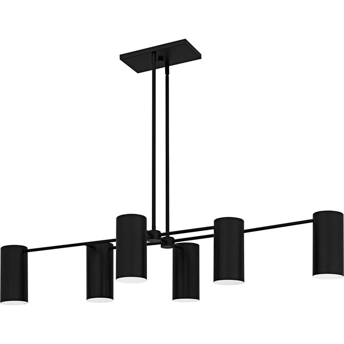 Quoizel FLD650MBK Six Light Linear Chandelier, Matte Black