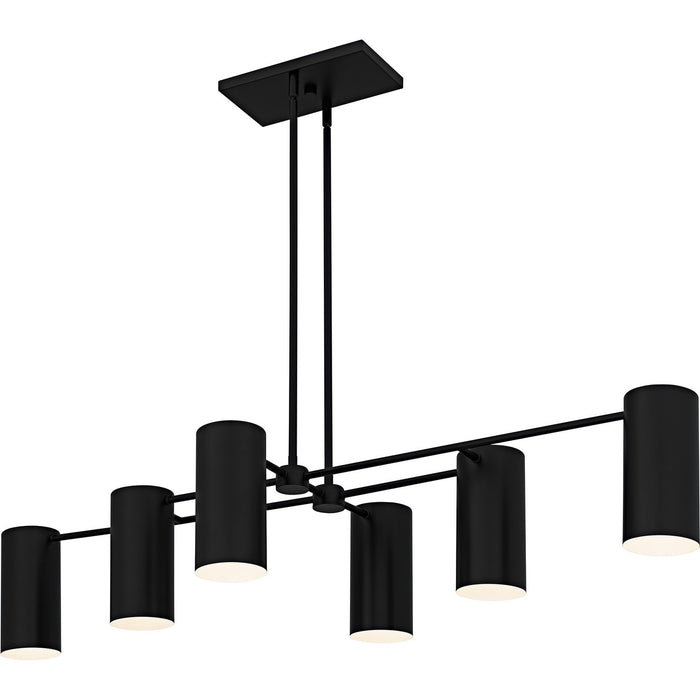 Quoizel FLD650MBK Six Light Linear Chandelier, Matte Black