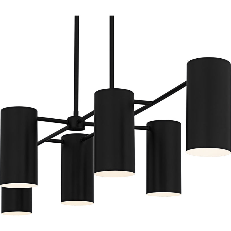 Quoizel FLD650MBK Six Light Linear Chandelier, Matte Black