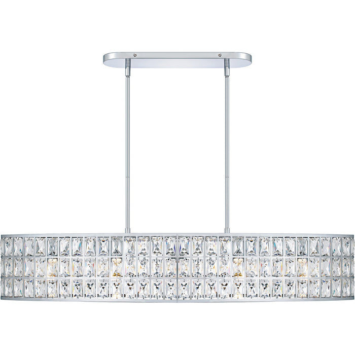 Quoizel GIB542C Five Light Linear Chandelier, Polished Chrome
