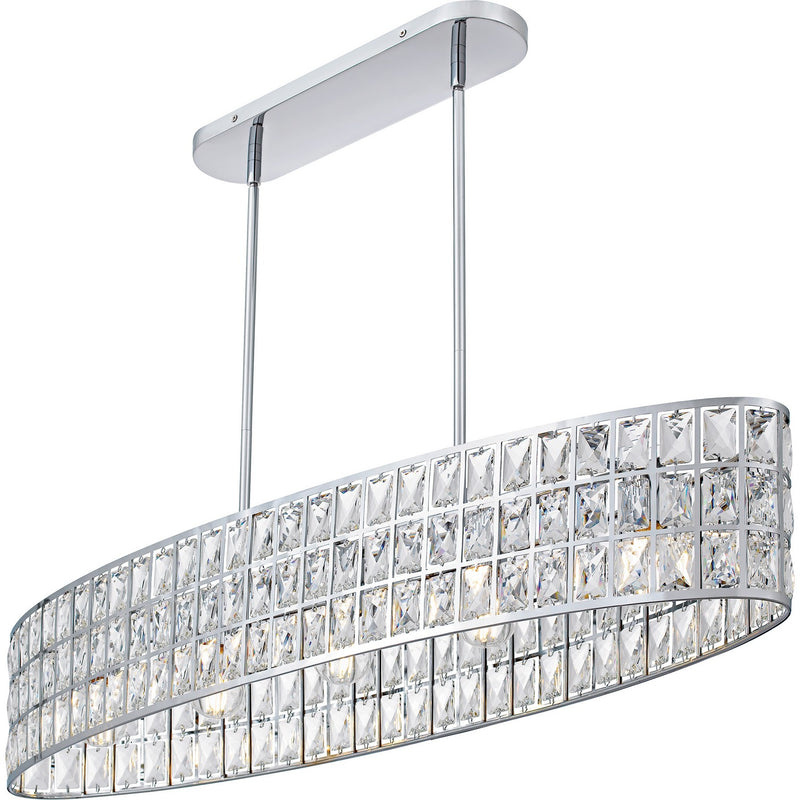 Quoizel GIB542C Five Light Linear Chandelier, Polished Chrome