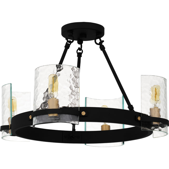 Quoizel GLC1720MBK Four Light Semi-Flush Mount, Matte Black