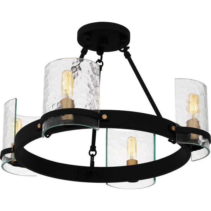 Quoizel GLC1720MBK Four Light Semi-Flush Mount, Matte Black