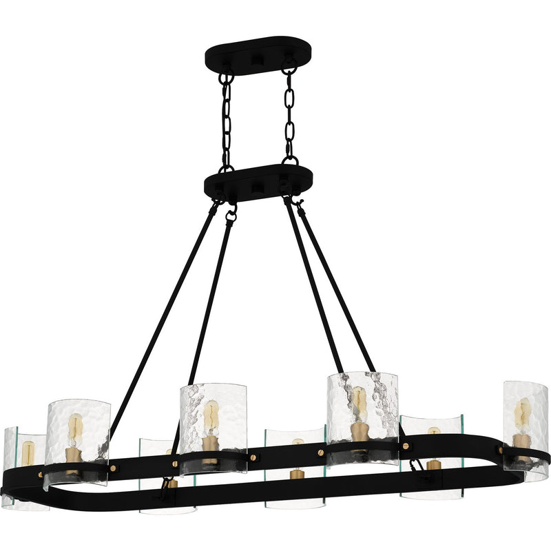 Quoizel GLC842MBK Eight Light Linear Chandelier, Matte Black