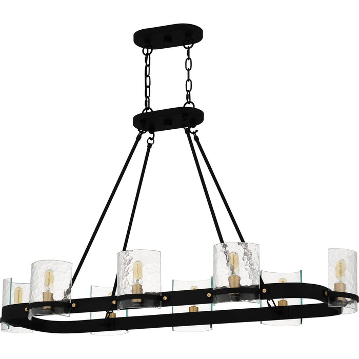 Quoizel GLC842MBK Eight Light Linear Chandelier, Matte Black