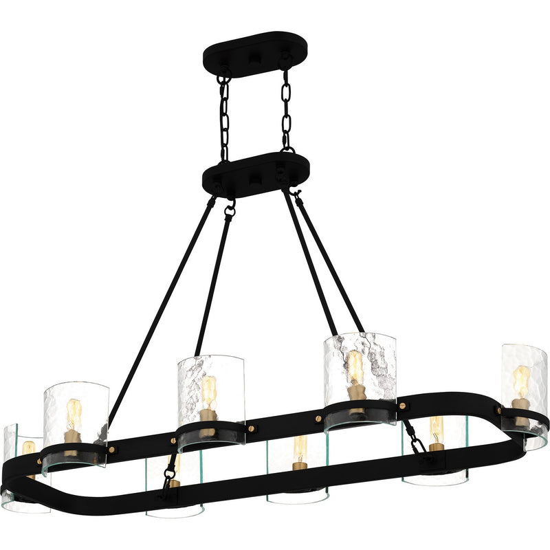 Quoizel GLC842MBK Eight Light Linear Chandelier, Matte Black