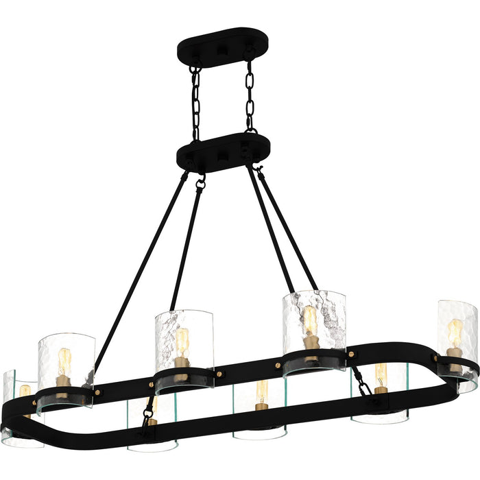 Quoizel GLC842MBK Eight Light Linear Chandelier, Matte Black