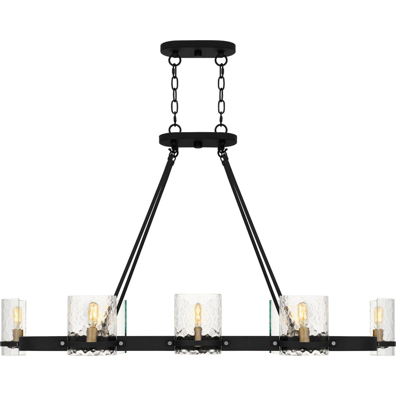 Quoizel GLC842MBK Eight Light Linear Chandelier, Matte Black