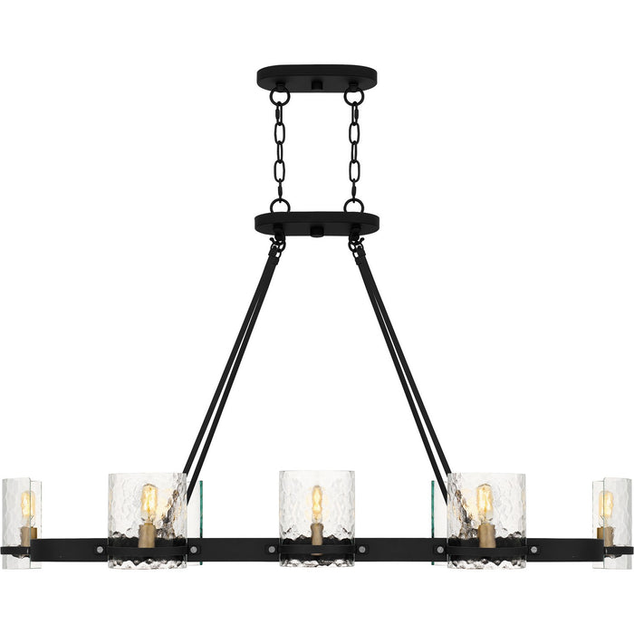 Quoizel GLC842MBK Eight Light Linear Chandelier, Matte Black