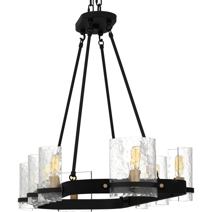Quoizel GLC842MBK Eight Light Linear Chandelier, Matte Black