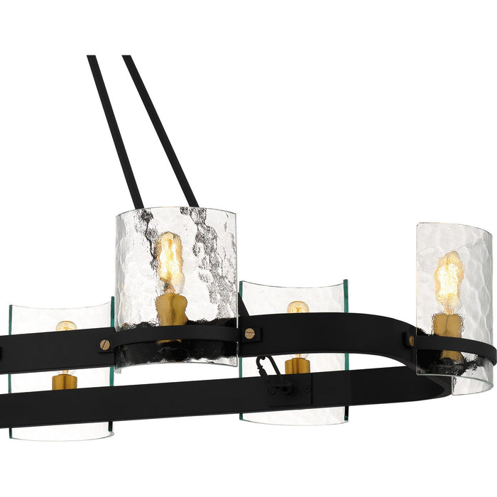 Quoizel GLC842MBK Eight Light Linear Chandelier, Matte Black