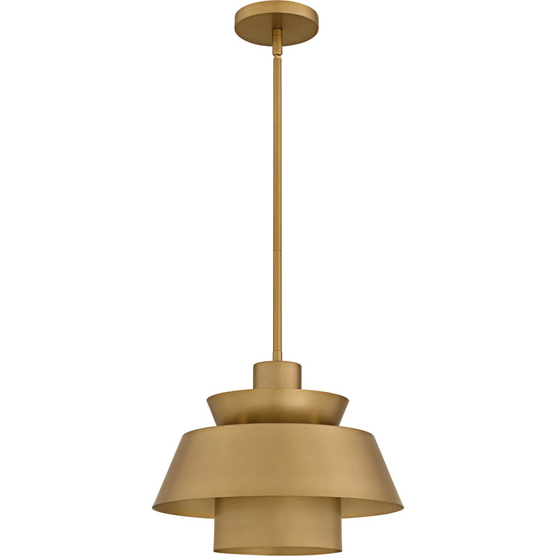 Quoizel LMI1814BWS One Light Pendant, Brushed Weathered Brass