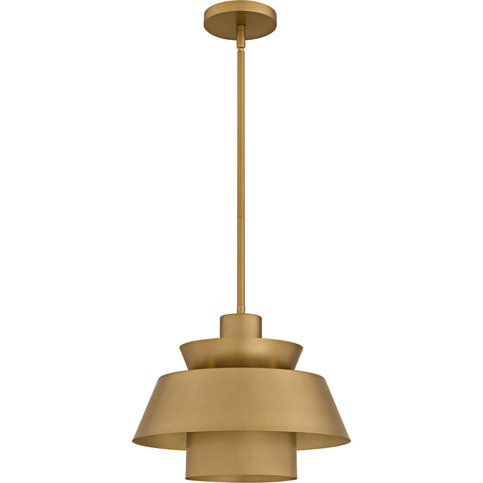 Quoizel LMI1814BWS One Light Pendant, Brushed Weathered Brass