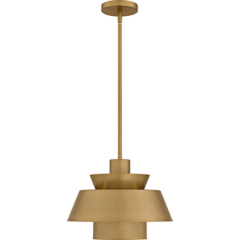 Quoizel LMI1814BWS One Light Pendant, Brushed Weathered Brass