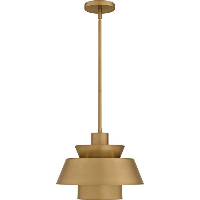 Quoizel LMI1814BWS One Light Pendant, Brushed Weathered Brass