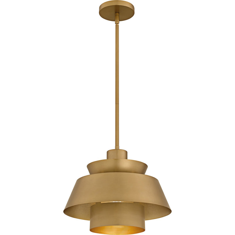 Quoizel LMI1814BWS One Light Pendant, Brushed Weathered Brass