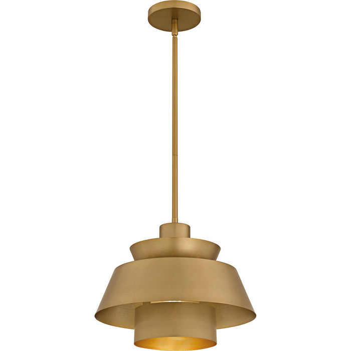 Quoizel LMI1814BWS One Light Pendant, Brushed Weathered Brass