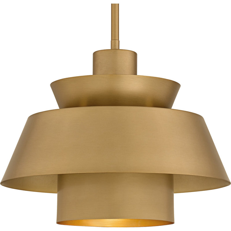 Quoizel LMI1814BWS One Light Pendant, Brushed Weathered Brass