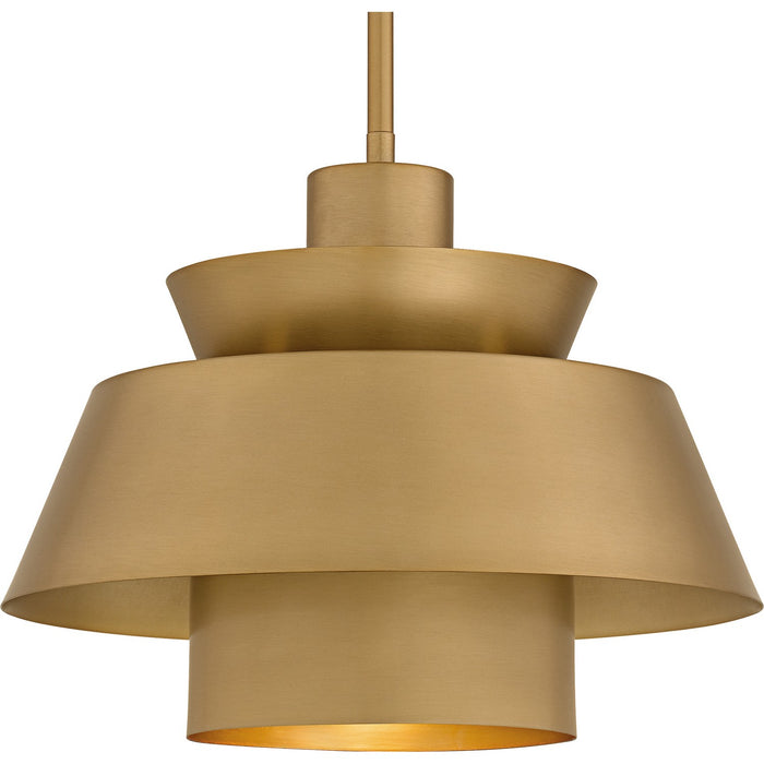 Quoizel LMI1814BWS One Light Pendant, Brushed Weathered Brass