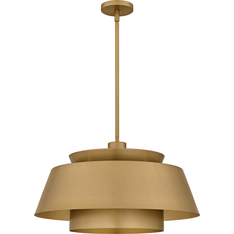Quoizel LMI2824BWS Three Light Pendant, Brushed Weathered Brass