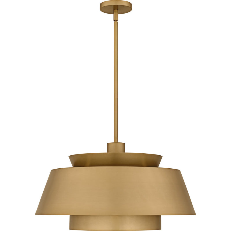 Quoizel LMI2824BWS Three Light Pendant, Brushed Weathered Brass