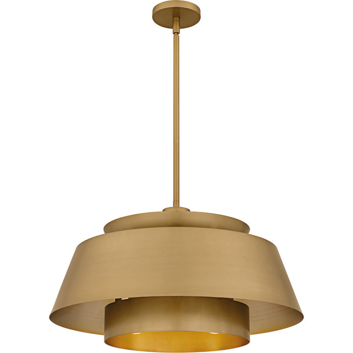 Quoizel LMI2824BWS Three Light Pendant, Brushed Weathered Brass
