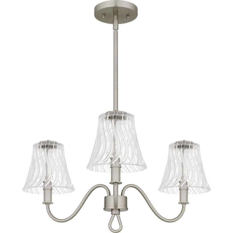 Quoizel MCK5022BN Three Light Chandelier, Brushed Nickel