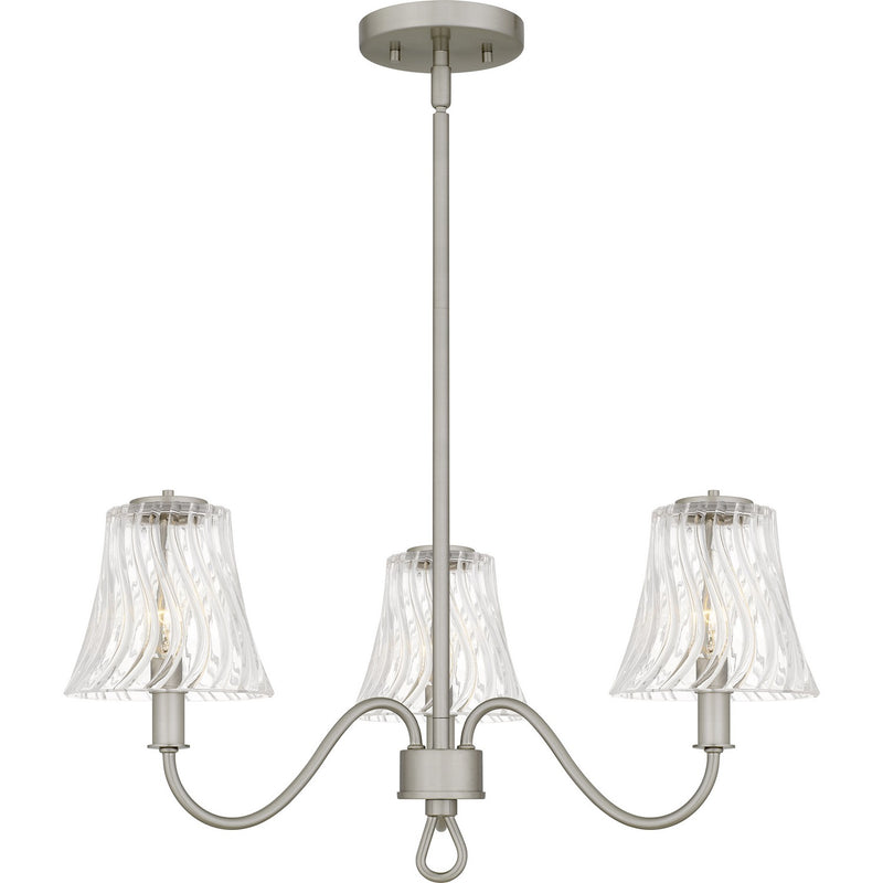 Quoizel MCK5022BN Three Light Chandelier, Brushed Nickel