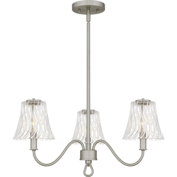 Quoizel MCK5022BN Three Light Chandelier, Brushed Nickel