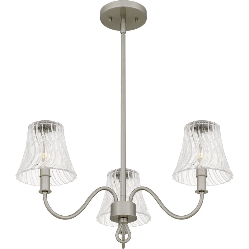 Quoizel MCK5022BN Three Light Chandelier, Brushed Nickel