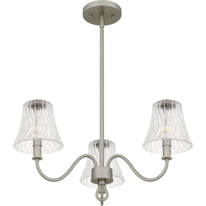 Quoizel MCK5022BN Three Light Chandelier, Brushed Nickel
