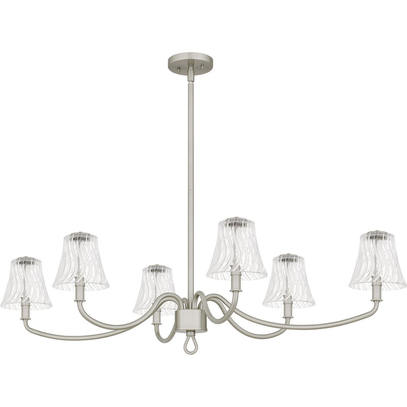 Quoizel MCK644BN Six Light Linear Chandelier, Brushed Nickel