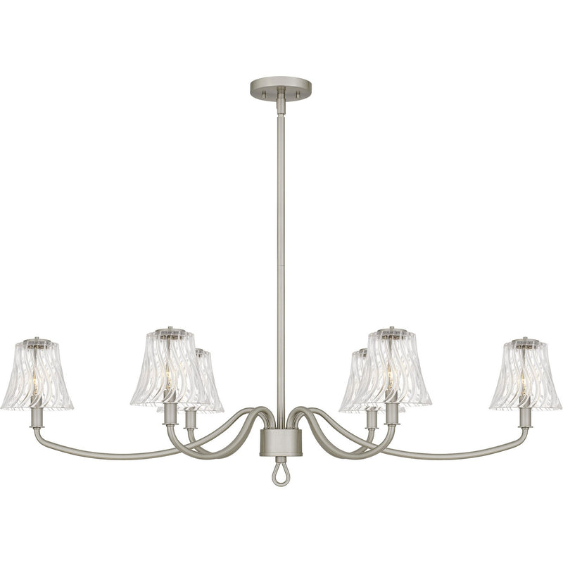 Quoizel MCK644BN Six Light Linear Chandelier, Brushed Nickel