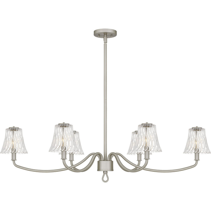 Quoizel MCK644BN Six Light Linear Chandelier, Brushed Nickel