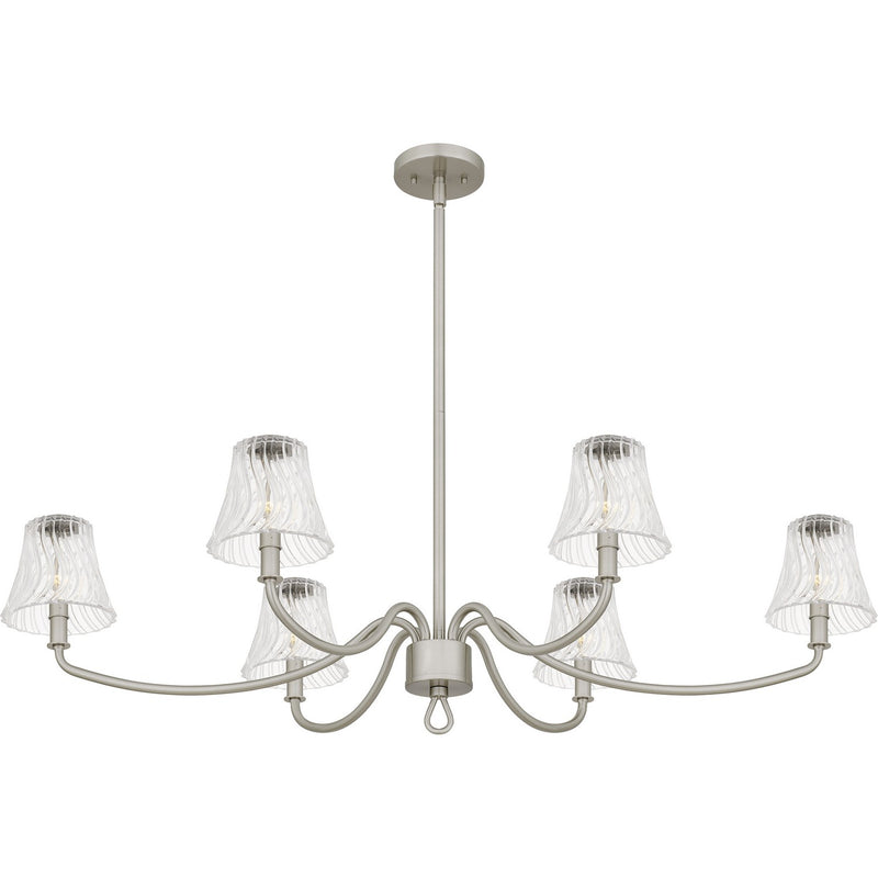 Quoizel MCK644BN Six Light Linear Chandelier, Brushed Nickel