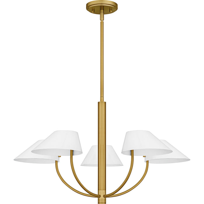 Quoizel PNY5028BRG Five Light Chandelier, Brushed Gold