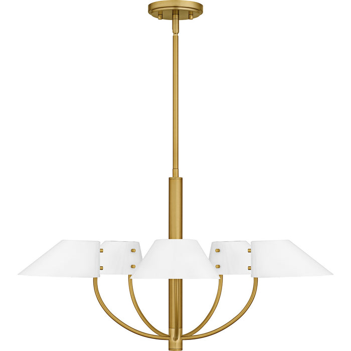 Quoizel PNY5028BRG Five Light Chandelier, Brushed Gold