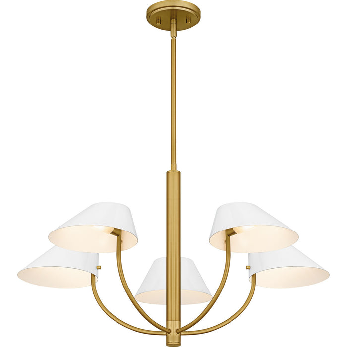 Quoizel PNY5028BRG Five Light Chandelier, Brushed Gold