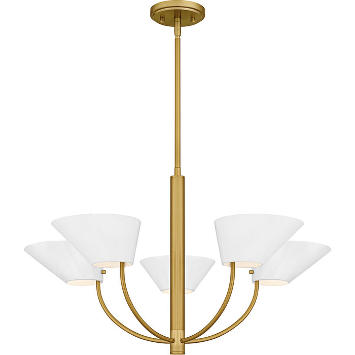 Quoizel PNY5028BRG Five Light Chandelier, Brushed Gold