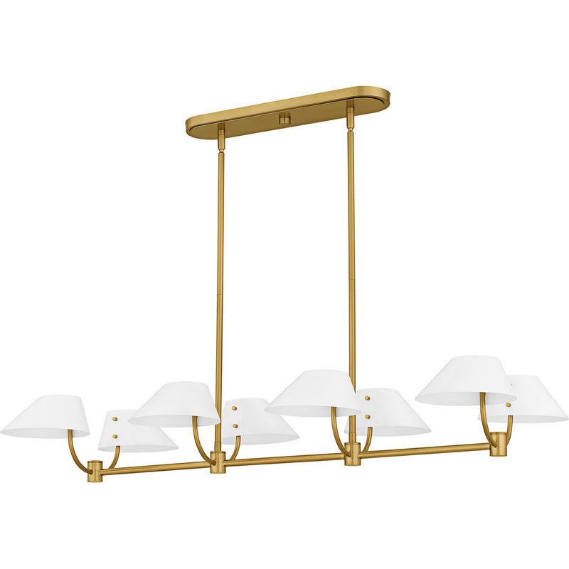 Quoizel PNY842BRG Six Light Linear Chandelier, Brushed Gold