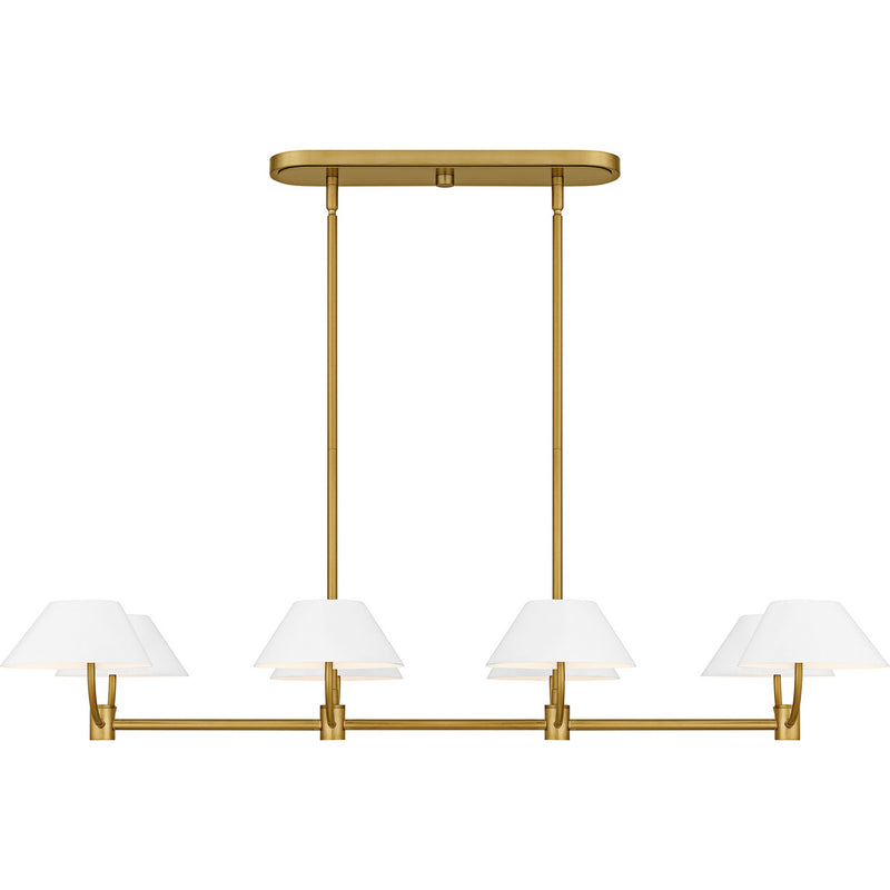 Quoizel PNY842BRG Six Light Linear Chandelier, Brushed Gold